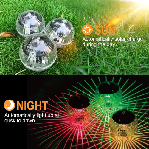 Solar RGB Color Changing LED Floating Pool Light Ball, 2 Pack 2