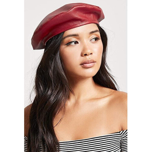 Cappello basco da donna in ecopelle stile francese 2