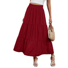 Gonna da donna estiva stile boho, gonna a pieghe a trapezio, gonna ampia e fluida a balze, elastico in vita alta, lunga gonna da spiaggia.