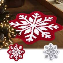 Christmas front door mat snowflake shape white