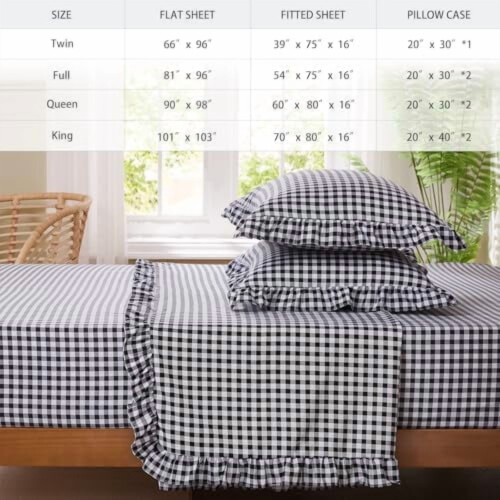 Σετ σεντόνια King Gingham, μαλακές βουρτσισμένες μικροΐνες, 16" Deep Pocket, 4 τεμάχια με 1