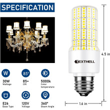 JINYUN LED Corn Bulb 30W 5000K E26/E27 Non-Dimmable
