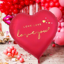 Ballon en aluminium en forme de cœur rouge de 63 pouces