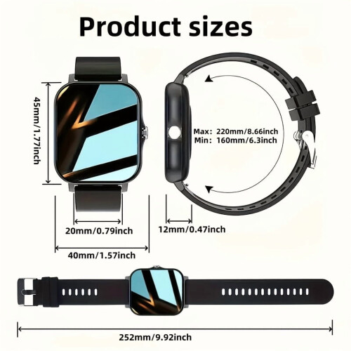 Smartwatch con notifiche di chiamate/messaggi, quadrante personalizzabile, ampio display e contapassi – Compatibile con iOS/Android 2
