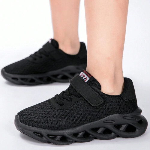 Børne ensfarvede hook and loop sneakers sorte størrelse 29 1