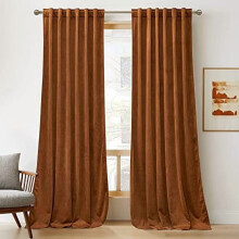Stevige fluwelen gordijnen, verduisterend en geluidsreducerend, geschikt voor woonkamer/slaapkamer, goudkleurig eiken, 52"x72", 2 panelen