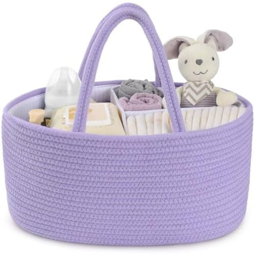 Baby Diaper Caddy Cotton Rope Basket Large