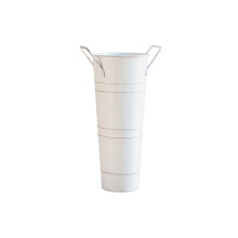 Hvit galvanisert metallbøttevase 25x15cm
