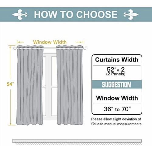 Light Grey Blackout Curtains, Polyester, 2 Panels, 42x63 in 1