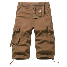 Herren-Cargoshorts mit Gürtel, lange Innenbeinlänge unterhalb des Knies, mehrere Taschen, 3/4-Caprihose (Shorts für große und kräftige Herren)