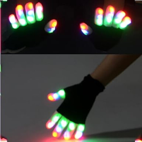 Γάντια με φακό για άνδρες, γάντια LED Rave με φως για τα δάχτυλα και 6 χρώματα, γάντια 1