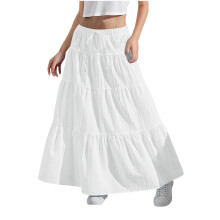 Effen zomerrok voor meisjes, hoge taille, uitlopende zoom met zakken, beige, maat 10-11 jaar