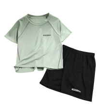 Girls and Boys Clothes Outfits Color Clash Short Sleeve Heart Print Tops Breathable Summer Short Sleeve Shorts Set for 3-16Years(Green#2,12 Years)