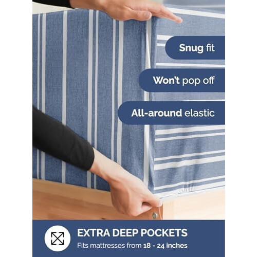 Σεντόνι Extra Deep Full Fit – Συμβατό με στρώματα 18"-24", εξαιρετικά μαλακό, χωρίς ζάρες, 1