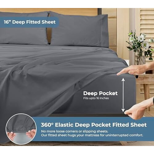 100% Cotton Queen Sheet Set – Percale, 4-Pc 2
