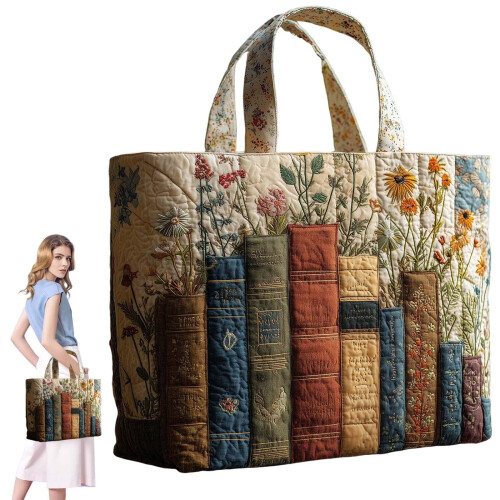 Bolsa tote vintage YOCBZ em algodão acolchoado para mulheres, 13,4x 1