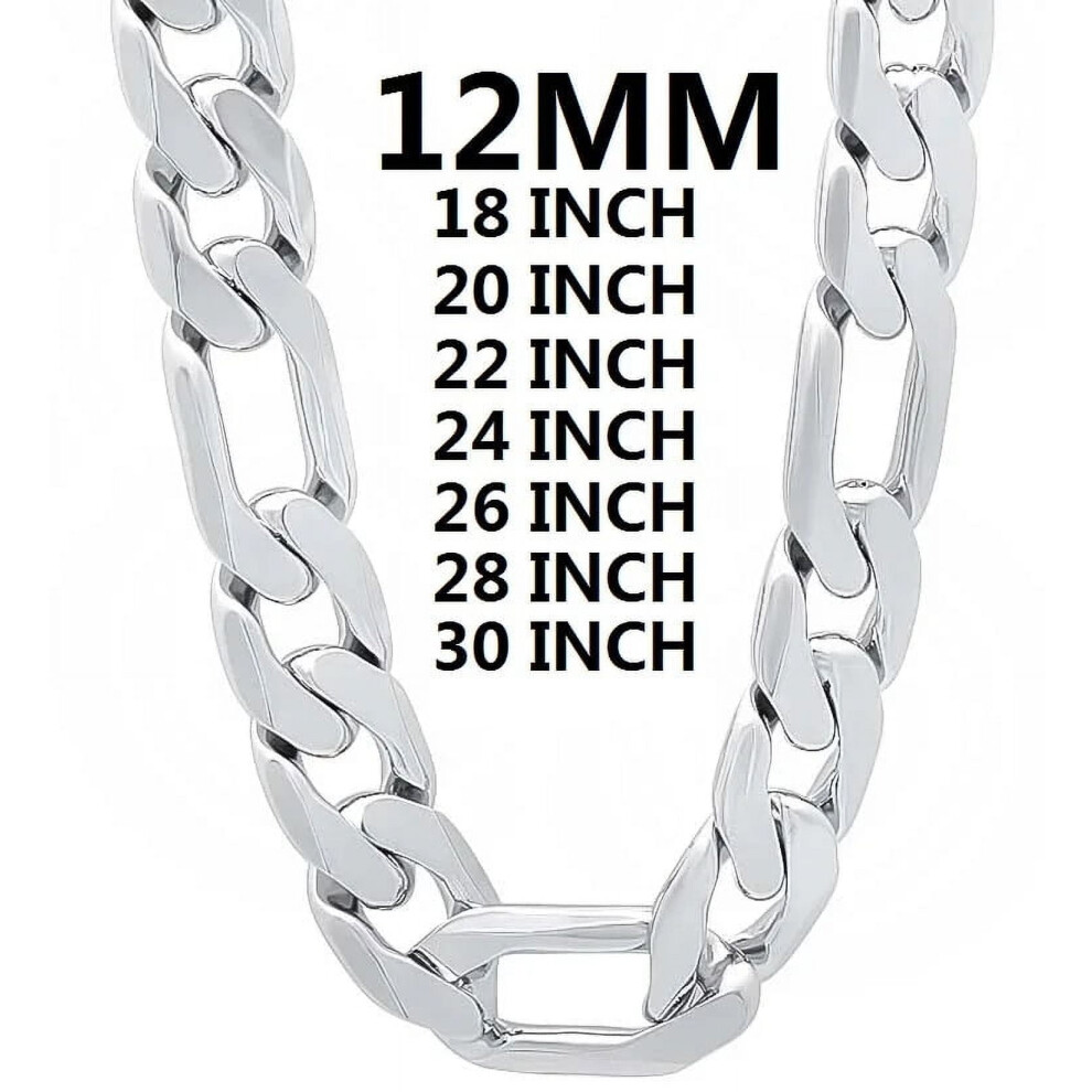 ZQ Solid 925 Sterling Silver Necklace For Men Classic 12mm Cuban Chain 18/20/22/24/26/28/30 Inch Charm Fashion Jewelry Gift