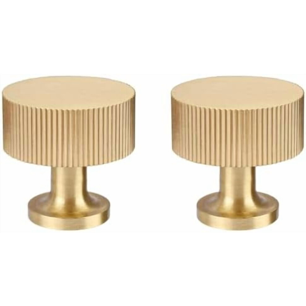 2Pcs Solid Brass Cabinet Knobs Pulls Cabinet Drawer Dresser Gold Knobs Modern Handles (1"X1"/25Mmx25mm),Brushed Brass Finish 9555307384281