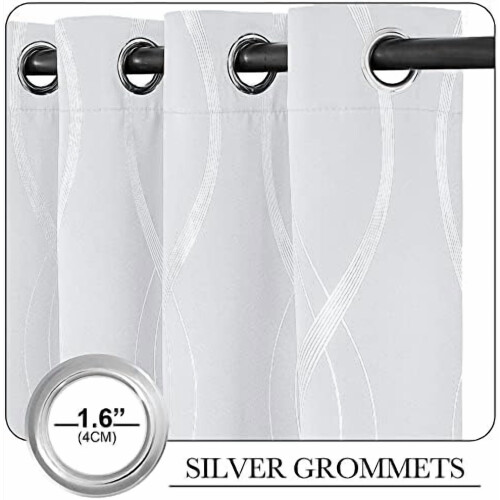 Microfiber Blackout Curtains 52x84 in, Silver Foil Wave 2