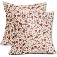Vintage-Kissenbezüge mit Blumenmuster, 45 x 45 cm, Leinen, 2er-Set