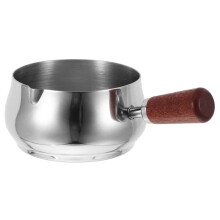 Stainless Steel Saucepan with Wooden Handle, Large Capacity Small Sauce Cup for Condiments
