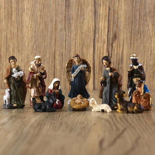 Crèche de Noël en résine, 11 pièces