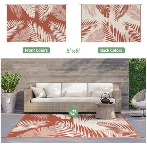 Tapis d'extérieur réversible et imperméable 152 x 244 cm 1