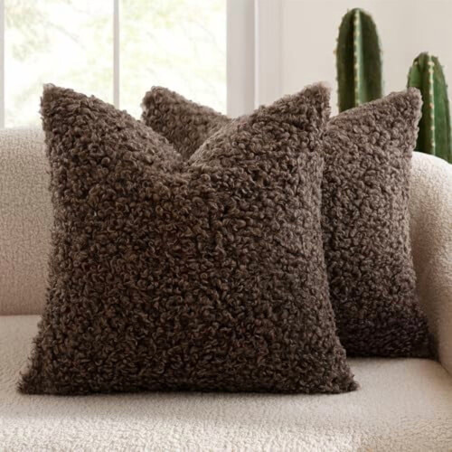 Conjunto de 2 capas de almofada de pele sintética neutra de 30x50 cm (12x20 polegadas)