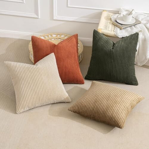 Fodere per cuscini in velluto a coste stile boho, 61x61 cm, set da 4 2