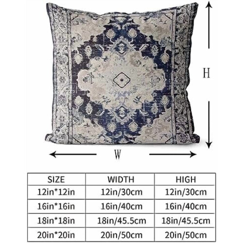 Μαξιλαροθήκες Boho από βαμβάκι, σετ 16x16 ιντσών, σε μπλε χρώμα