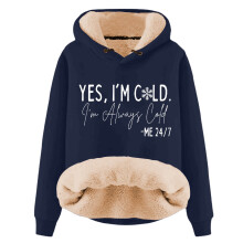 Warmer Damen-Hoodie mit Kapuze, Aufdruck „YES I'm Cold ME247“, gemütlicher Winterpullover, lässiges Langarmshirt, lustiges Sweatshirt