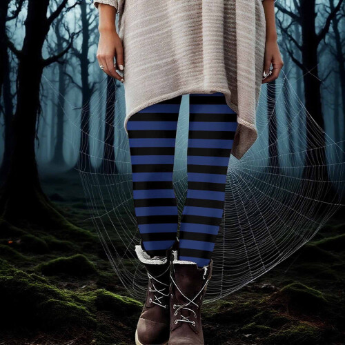 Γυναικείο ριγέ παντελόνι γιόγκα για το Halloween – Μαλακό μεταξωτό βουρτσισμένο, 1