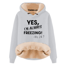 Sweat à capuche chaud pour femme « Oui, j'ai froid » ME247Print, pull d'hiver confortable à manches longues, sweat-shirt amusant