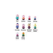 10 figuras grandes de la familia Peppa Pig, juguetes móviles.