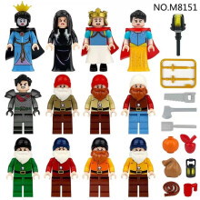 12 piezas de figuras de bloques de construcción de princesas y enanos, juguete de regalo para niños
