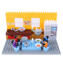 Cubo de cocina rectangular de 124 piezas, bloques de construcción para armar, juguetes para niños, regalo