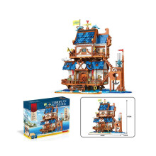 Bloques de construcción Fisherman's Wharf de 2450 piezas, vista de la calle costera, modelo MOC