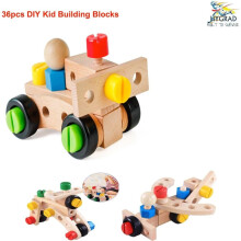 Juego de 36 bloques de construcción de madera para hacer uno mismo, con tuercas y tornillos, educativo