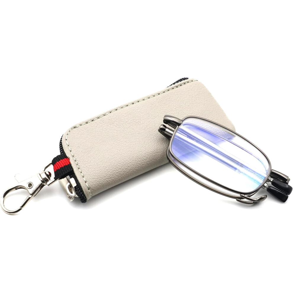 Folding Reading Glasses for Men Women Blue Light Blocking Readers with Keychain Compact Bags