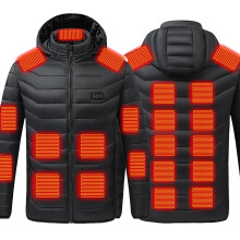 Cappotto invernale riscaldato per uomo e donna, 23 zone di riscaldamento, cappuccio removibile, antivento, lavabile in lavatrice, compatibile con