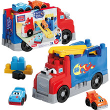 Σετ παιχνιδιών First Builders Toddlers Toddler Building & Race Rig με 19 τεμάχια, 2 αγωνιστικ