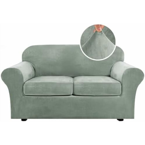 4-teiliges Sofabezug-Set aus Samtplüsch für 72-90 Zoll Sofas