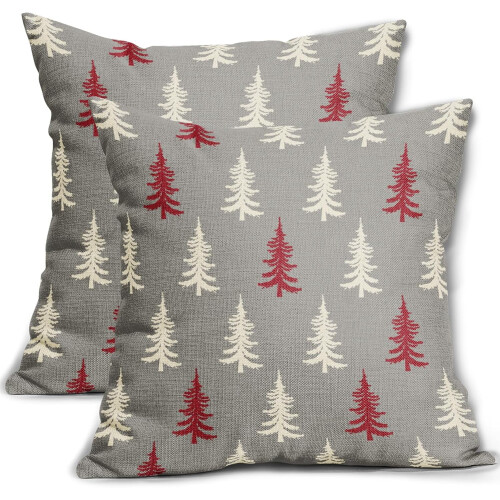 Fodere per cuscini con albero di Natale, 45x45 cm, set da 2