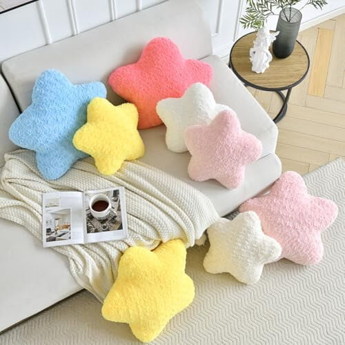 Pink Star Throw Pillow – Plush Decorative Cushion 1