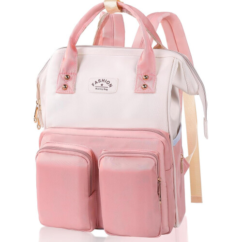 Wickelrucksack Beige Rosa Groß Wasserdicht