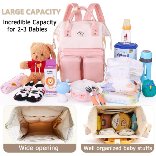 Wickelrucksack Beige Rosa Groß Wasserdicht 1