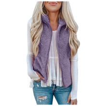Women Pocket Zipper Solid Color Jacket Plus Size Sleeveless Lapel Vest Coat Casual Outdoor Versatile Daily Wear