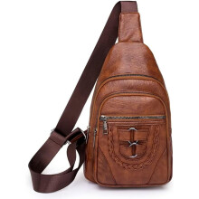 Skórzana torba na ramię typu crossbody, brązowa, duża