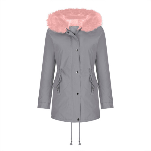 Χειμερινά μπουφάν για γυναίκες Parka Coat με κουκούλα Χειμερινό ζεστό βελούδινο casual 2