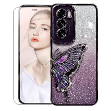 Transparant siliconen hoesje met glitter voor Oppo Reno12Pro